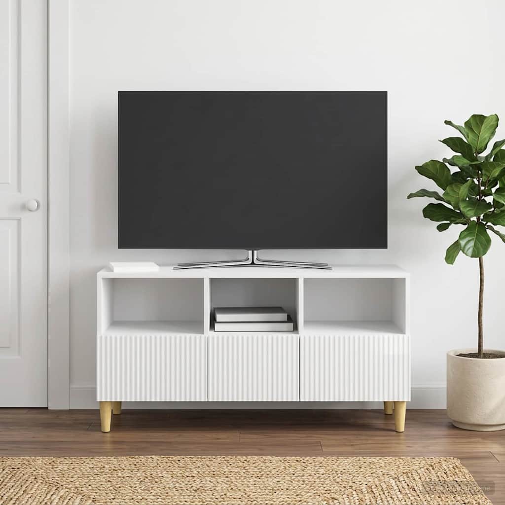 vidaXL TV Cabinet High Gloss White 102 x 34.5 x 50 cm Engineered Wood
