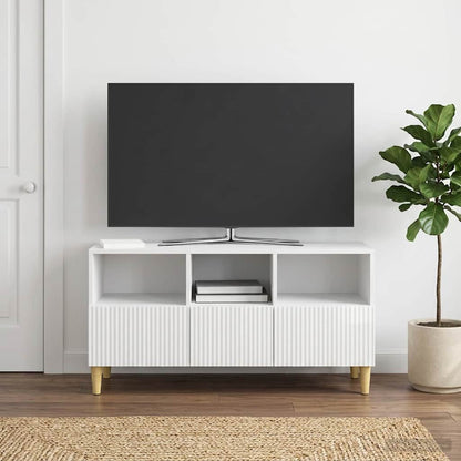 vidaXL TV Cabinet High Gloss White 102 x 34.5 x 50 cm Engineered Wood
