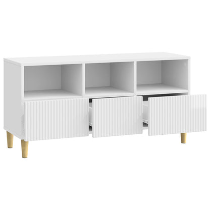 vidaXL TV Cabinet High Gloss White 102 x 34.5 x 50 cm Engineered Wood