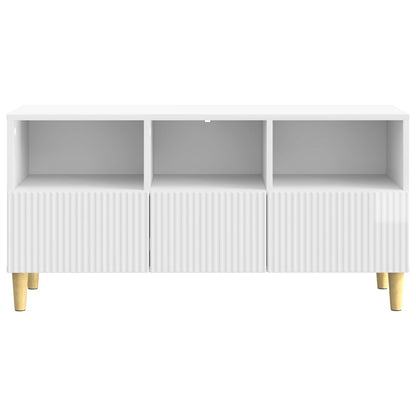 vidaXL TV Cabinet High Gloss White 102 x 34.5 x 50 cm Engineered Wood