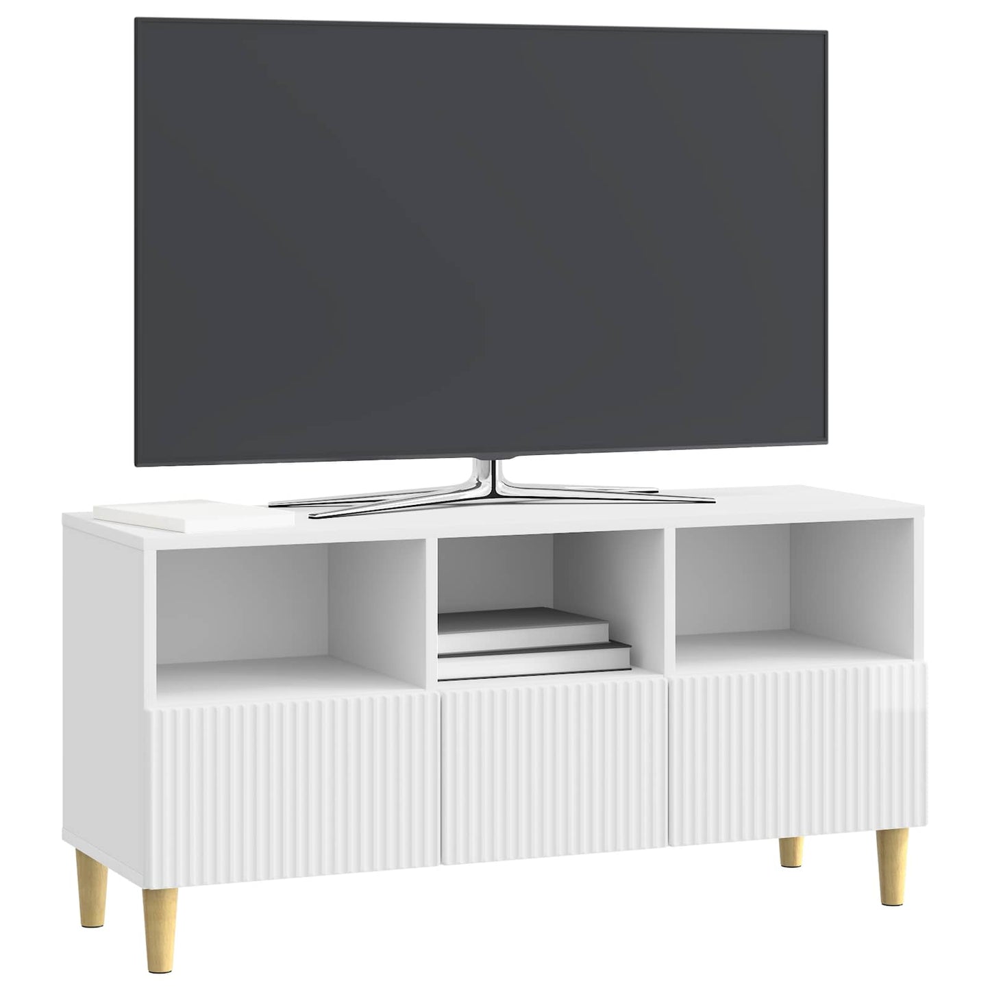 vidaXL TV Cabinet High Gloss White 102 x 34.5 x 50 cm Engineered Wood