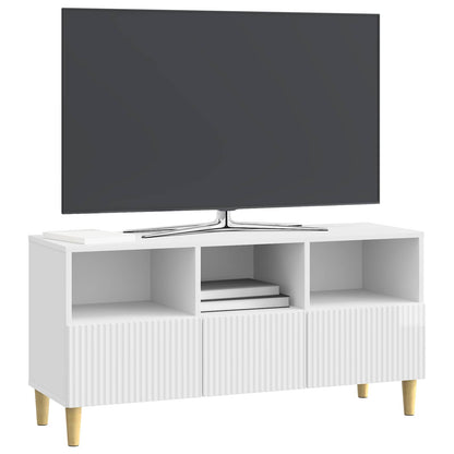 vidaXL TV Cabinet High Gloss White 102 x 34.5 x 50 cm Engineered Wood