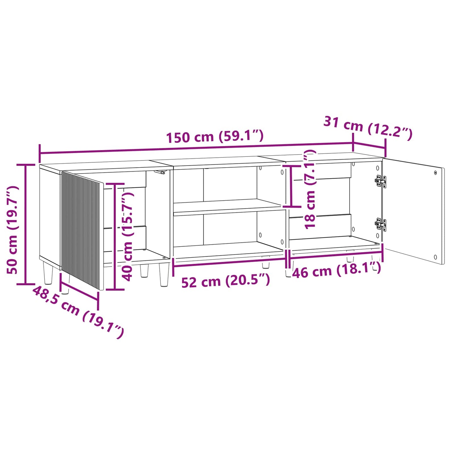 vidaXL TV Cabinet Old Wood 150 x 31 x 50 cm Engineered Wood