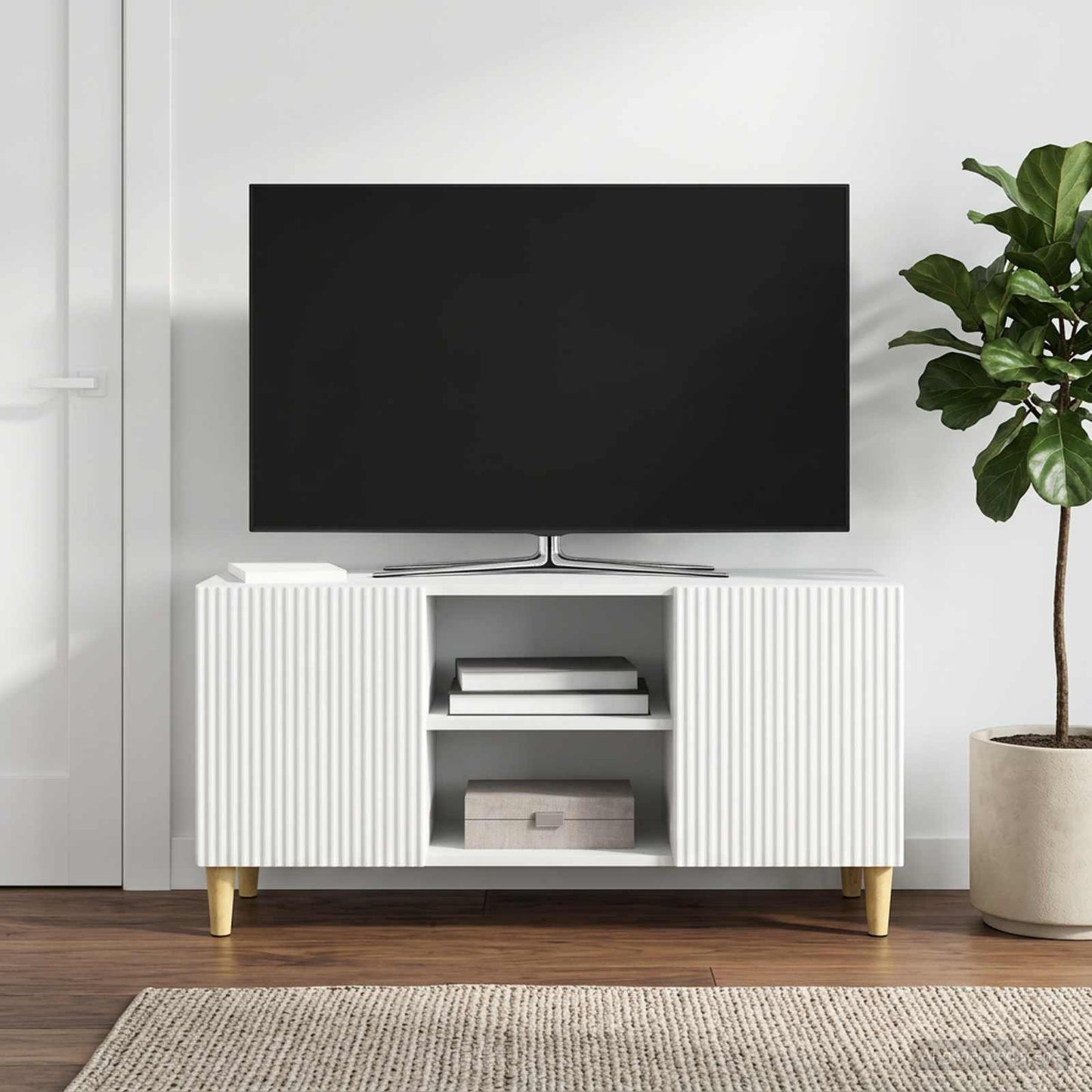 vidaXL TV Cabinet White 102 x 34.5 x 50 cm Engineered Wood