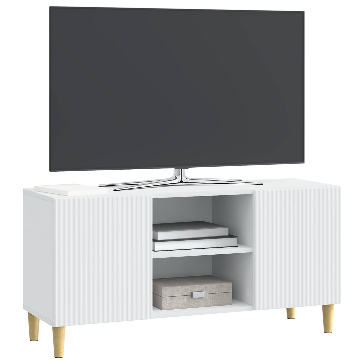 vidaXL TV Cabinet White 102 x 34.5 x 50 cm Engineered Wood