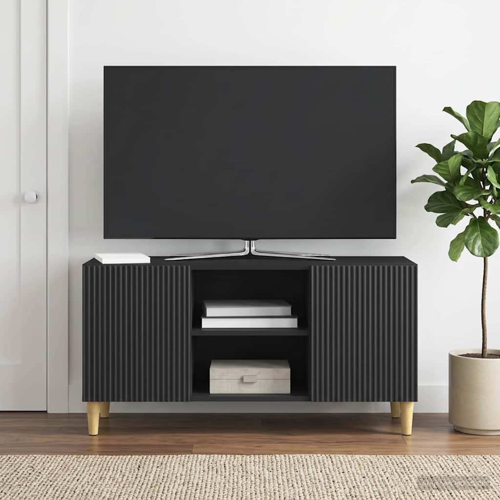 vidaXL TV Cabinet Black 102 x 34.5 x 50 cm Engineered Wood