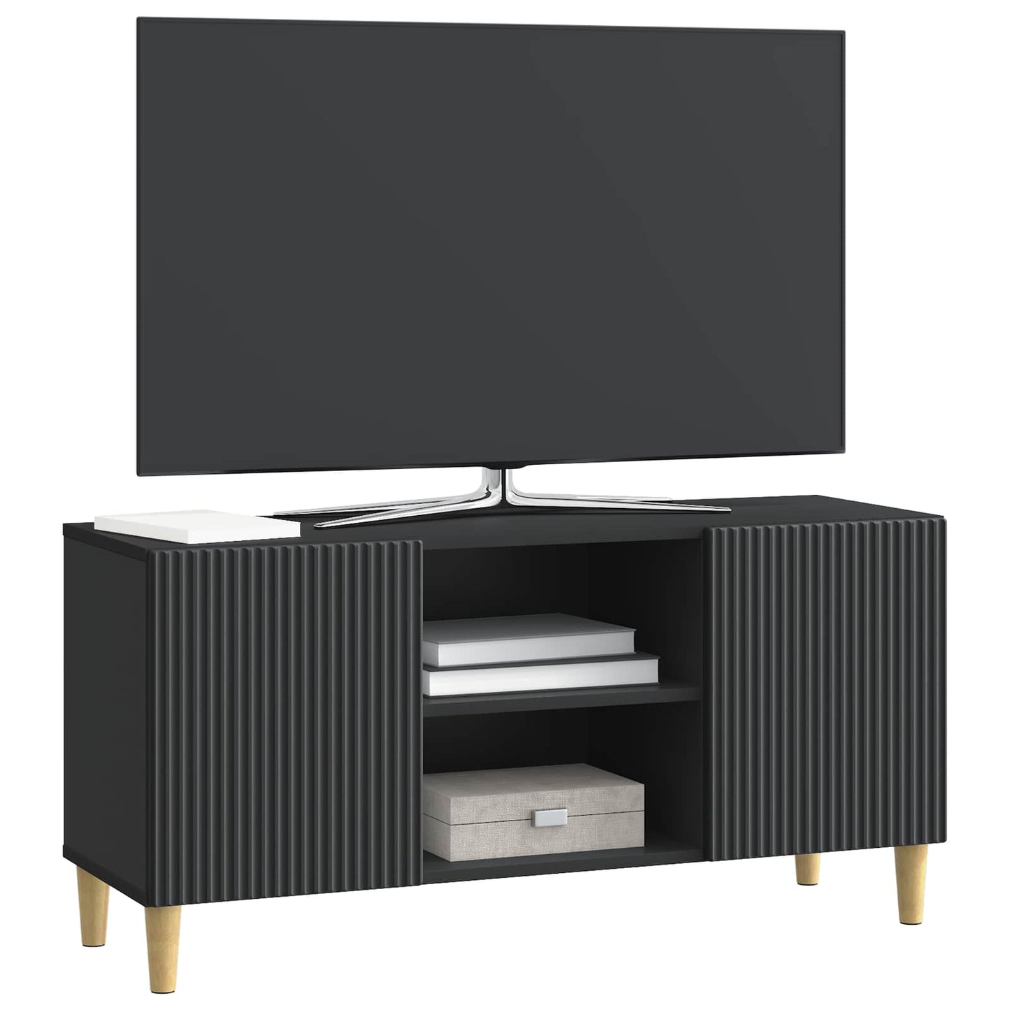 vidaXL TV Cabinet Black 102 x 34.5 x 50 cm Engineered Wood
