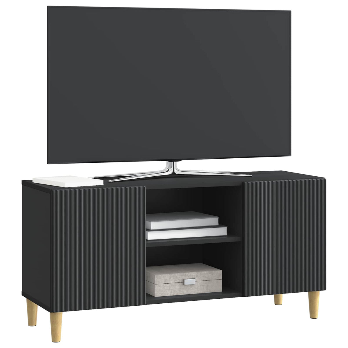 vidaXL TV Cabinet 102 x 34.5 x 50 cm Black Engineered Wood