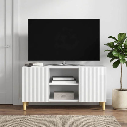 vidaXL TV Cabinet High Gloss White 102 x 34.5 x 50 cm Engineered Wood