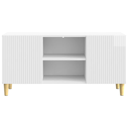 vidaXL TV Cabinet High Gloss White 102 x 34.5 x 50 cm Engineered Wood