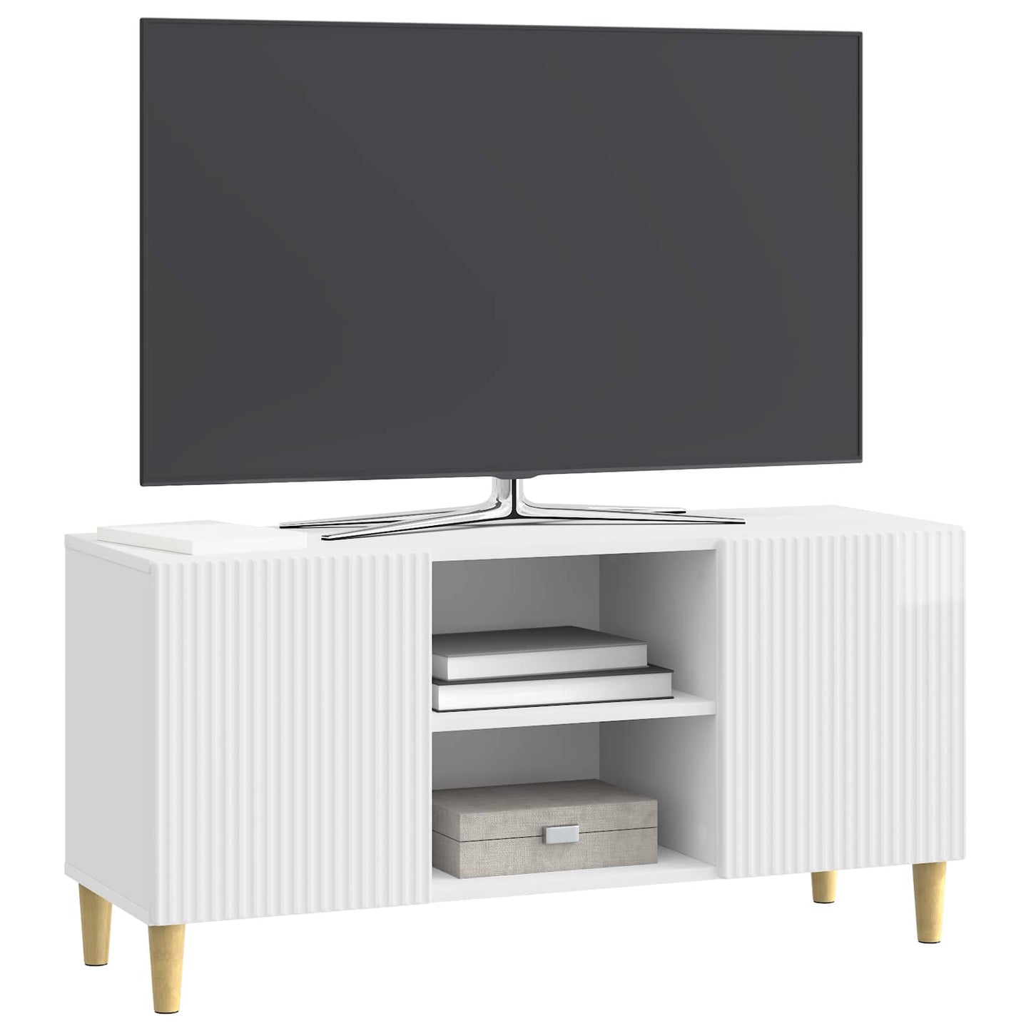 vidaXL TV Cabinet High Gloss White 102 x 34.5 x 50 cm Engineered Wood