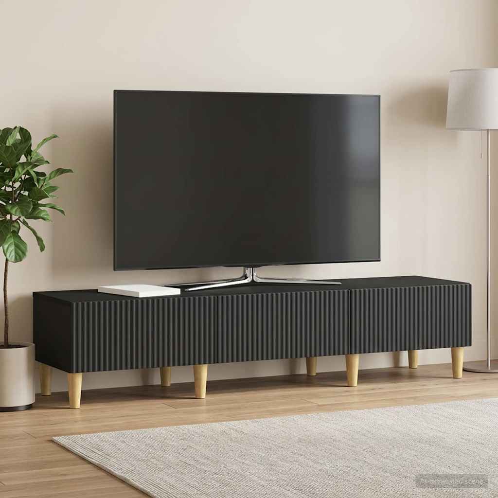 vidaXL TV Cabinet with Drawer Black 147 x 34.5 x 30 cm Engineered Wood