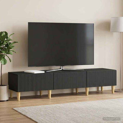 vidaXL TV Cabinet with Drawer Black 147 x 34.5 x 30 cm Engineered Wood