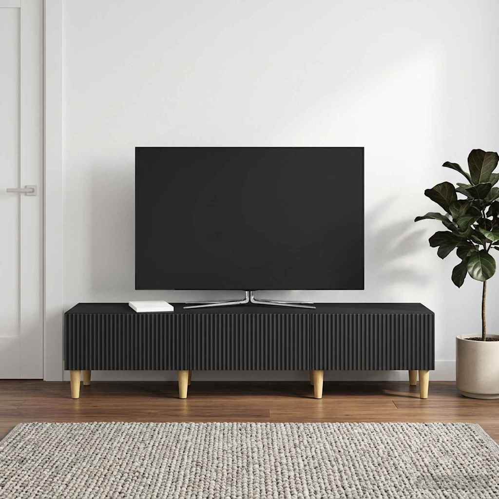 vidaXL TV Cabinet with Drawer Black 147 x 34.5 x 30 cm Engineered Wood