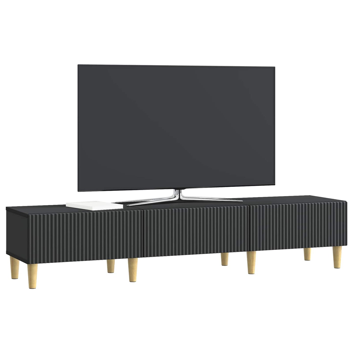 vidaXL TV Cabinet with Drawer Black 147 x 34.5 x 30 cm Engineered Wood