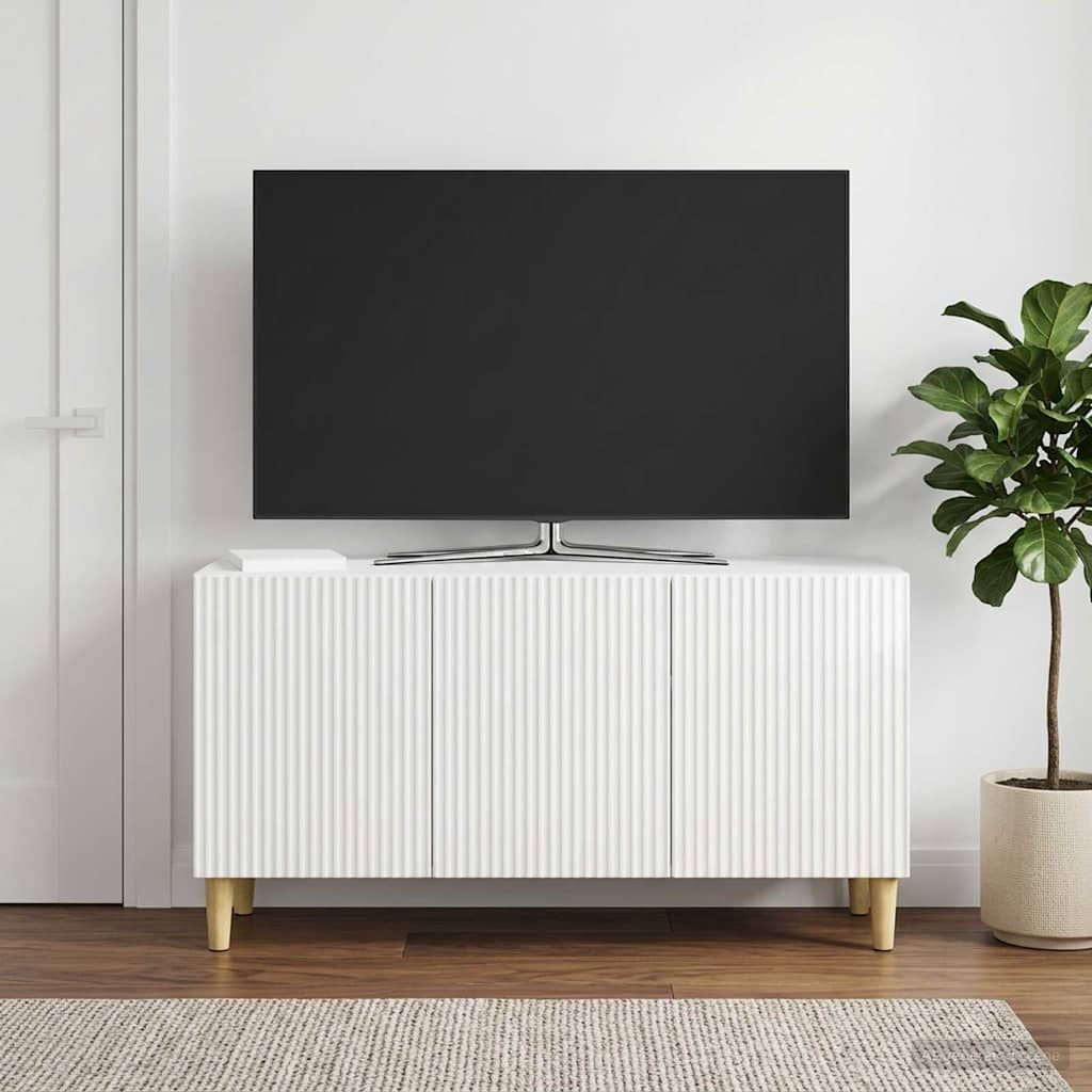 vidaXL TV Cabinet High Gloss White 99 x 34.5 x 50 cm Engineered Wood