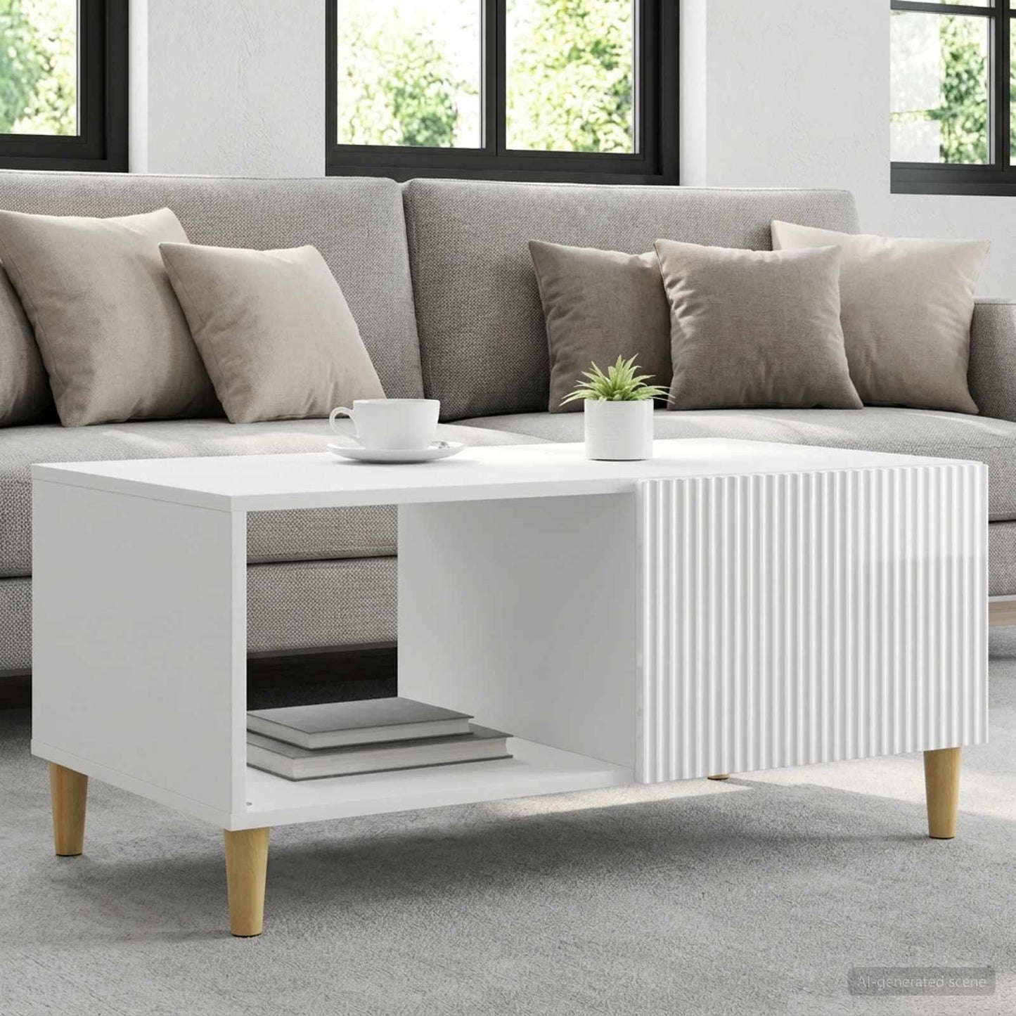 vidaXL Coffee Table High Gloss White 90 x 50 x 40 cm Engineered Wood