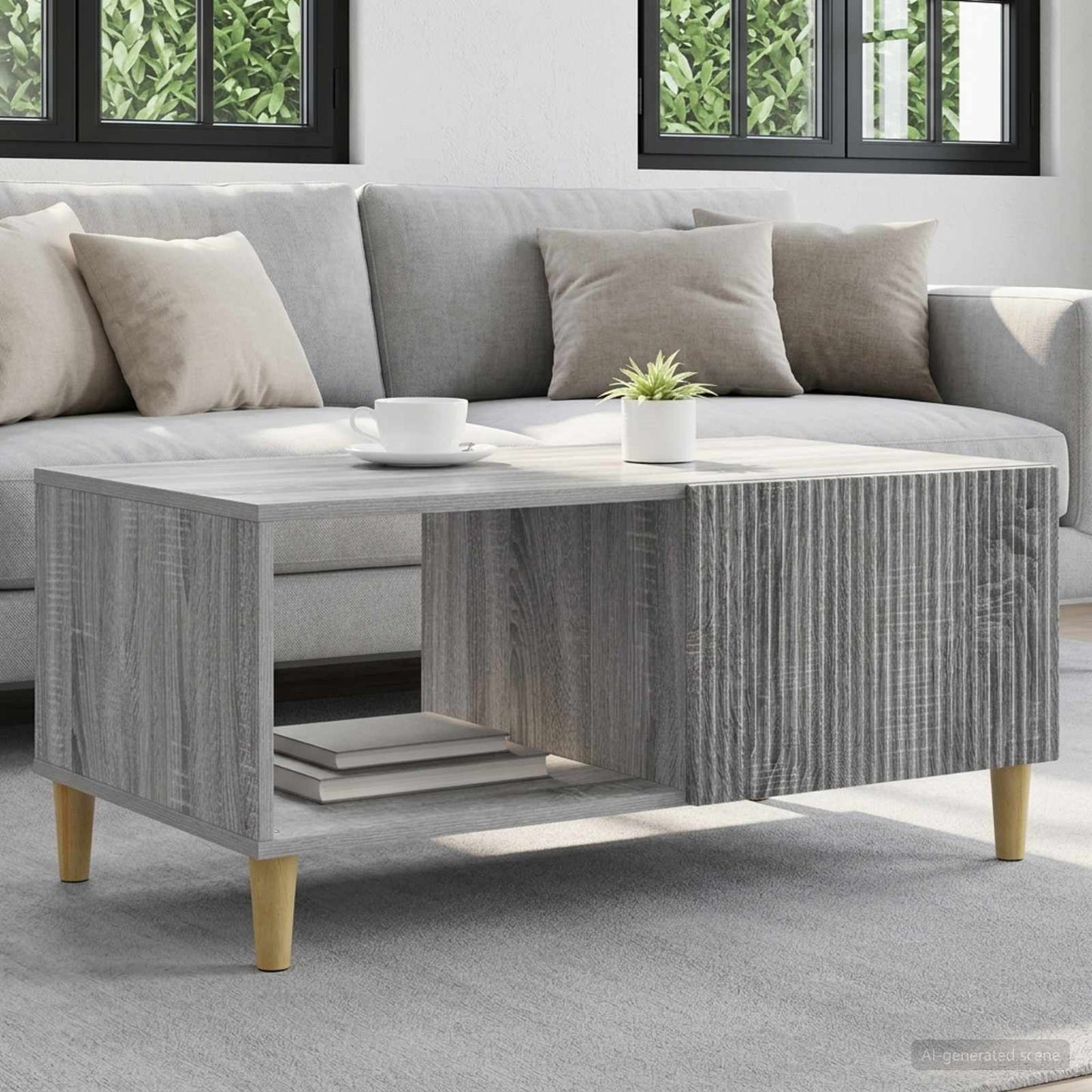 vidaXL Coffee Table Grey Sonoma 90 x 50 x 40 cm Engineered Wood