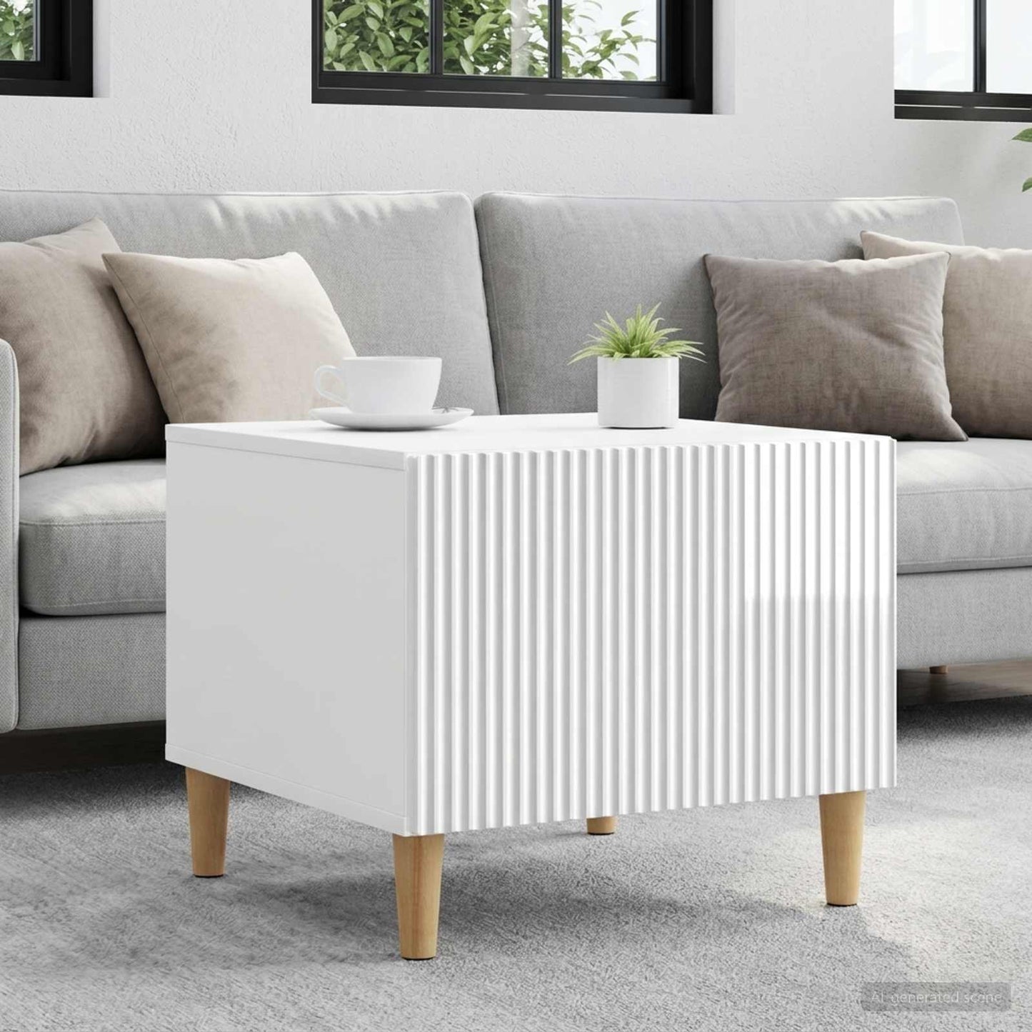 vidaXL Coffee Table High Gloss White 49 x 50 x 40 cm Engineered Wood