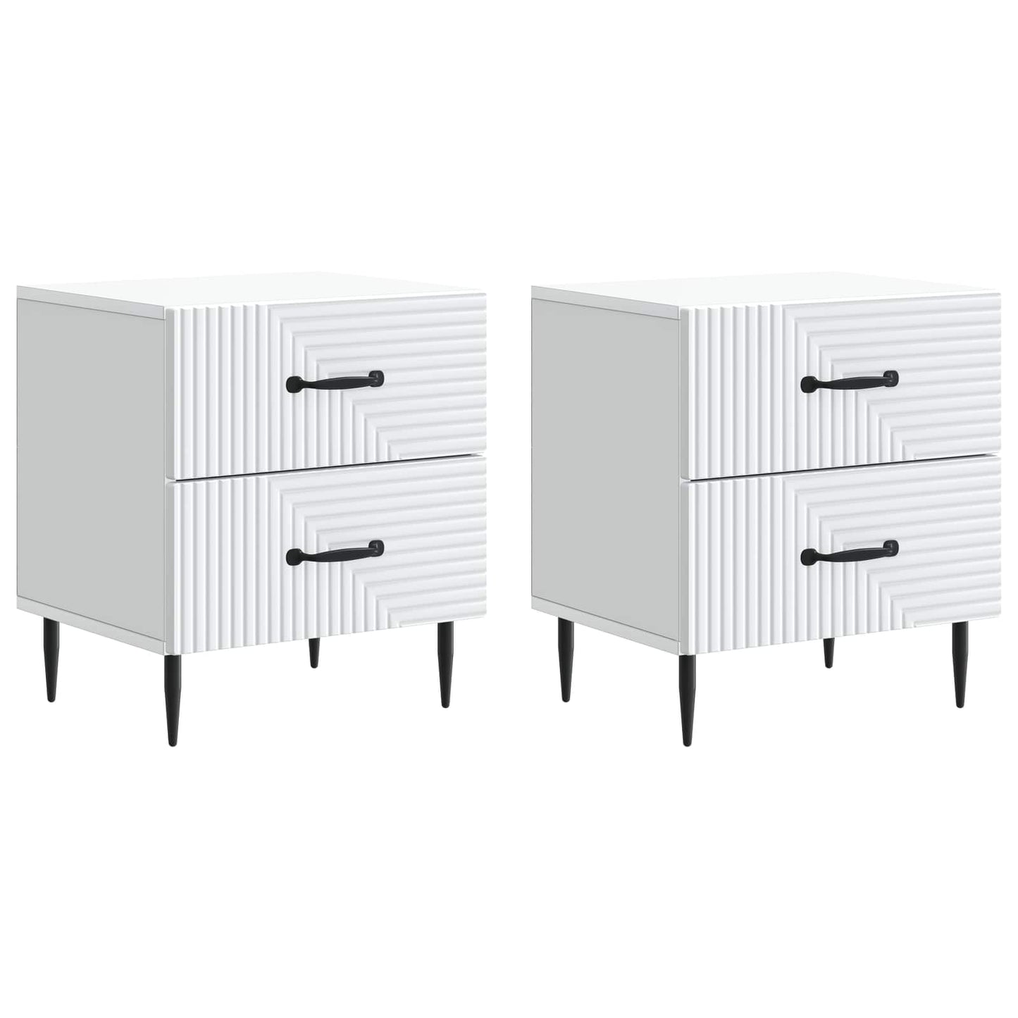 vidaXL Bedside Cabinet 2 pcs White 43 x 34.5 x 47.5 cm Engineered Wood