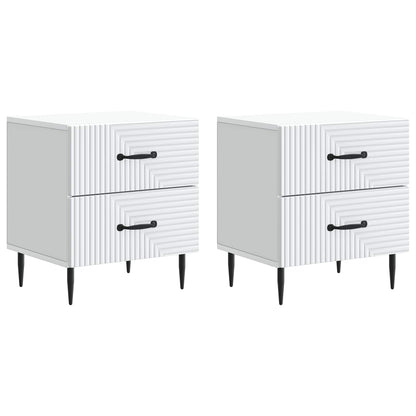 vidaXL Bedside Cabinet 2 pcs White 43 x 34.5 x 47.5 cm Engineered Wood