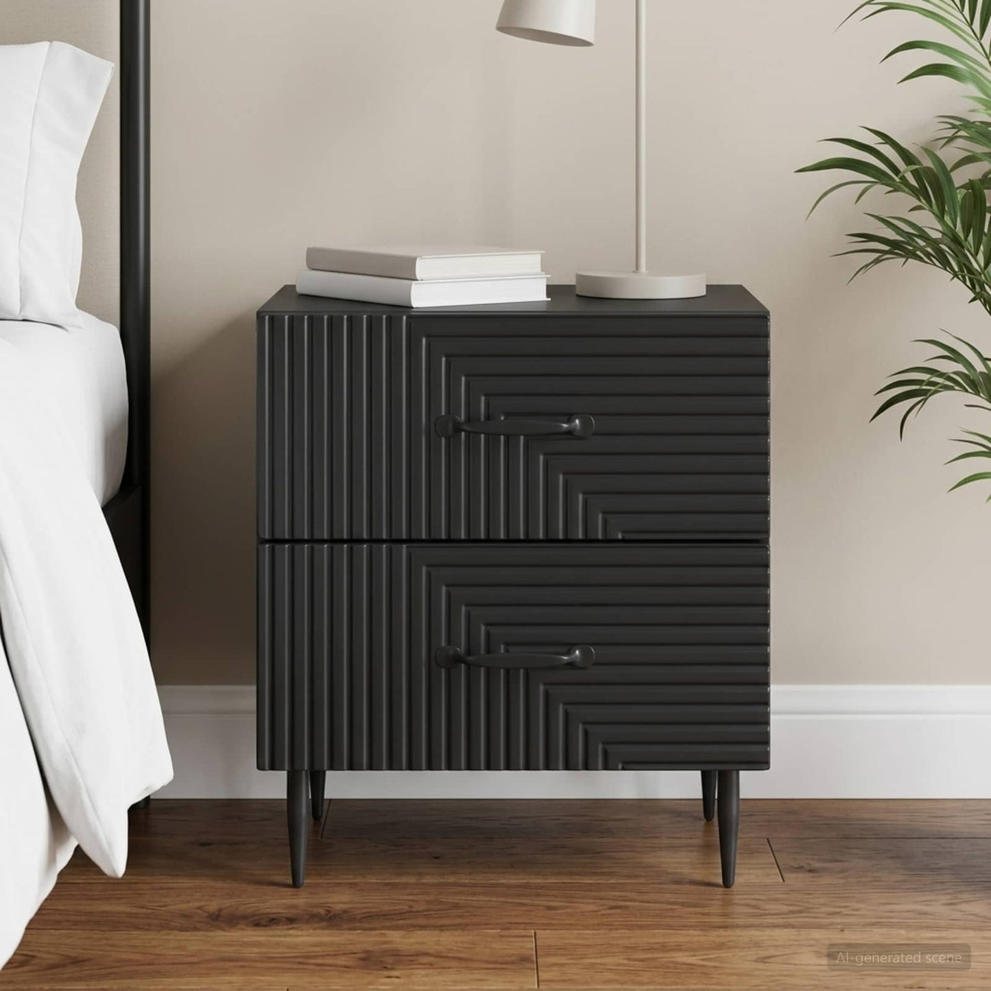 vidaXL Bedside Cabinet Black 43 x 34.5 x 47.5 cm Engineered Wood
