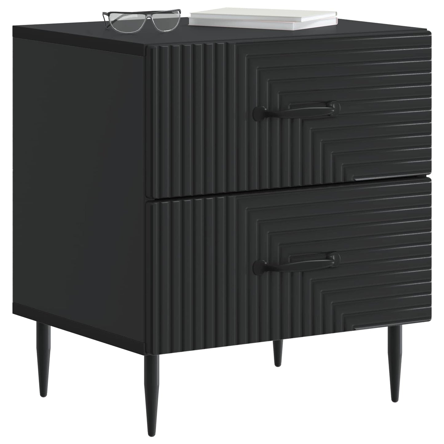 vidaXL Bedside Cabinet Black 43 x 34.5 x 47.5 cm Engineered Wood
