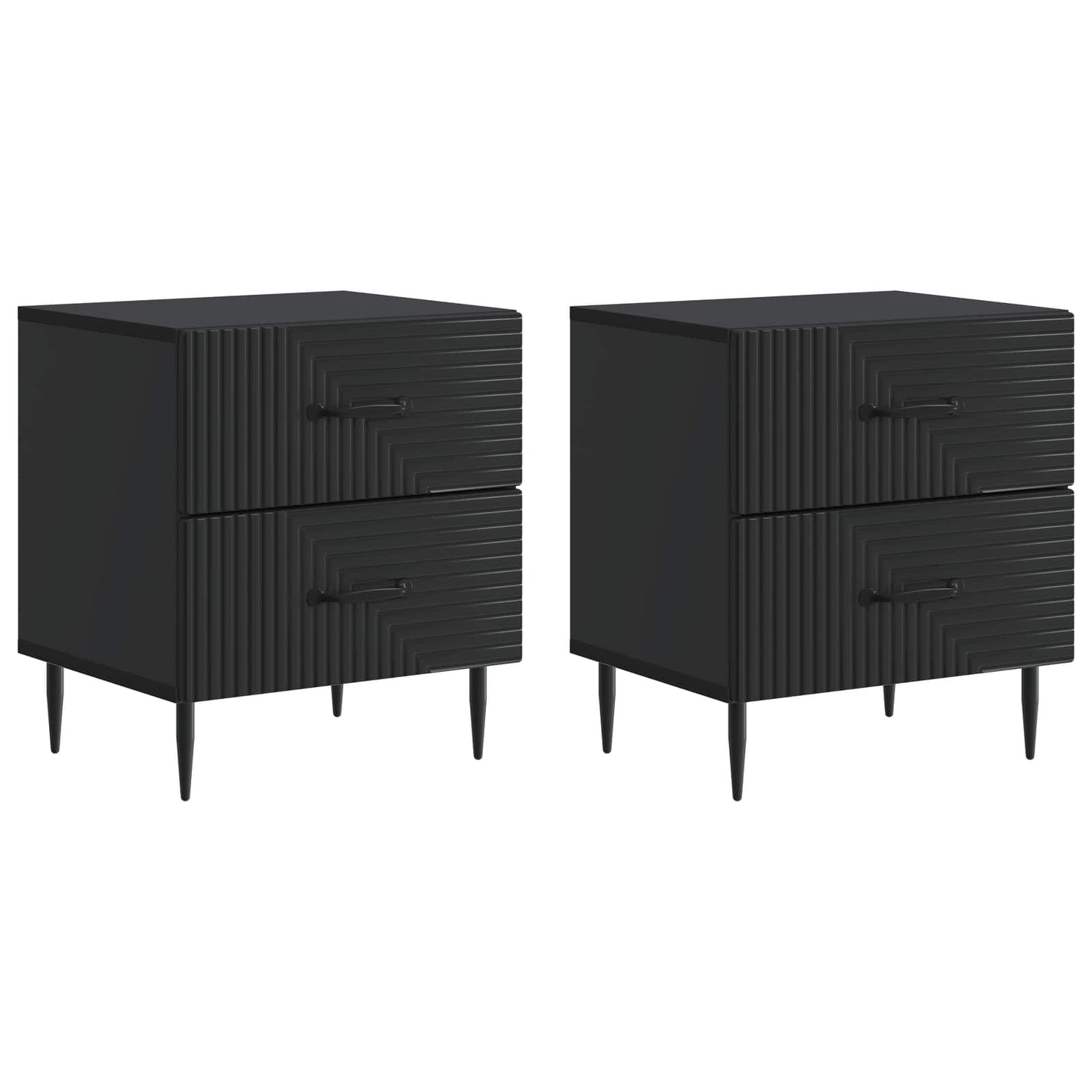 vidaXL Bedside Cabinet 2 pcs Black 43 x 34.5 x 47.5 cm Engineered Wood
