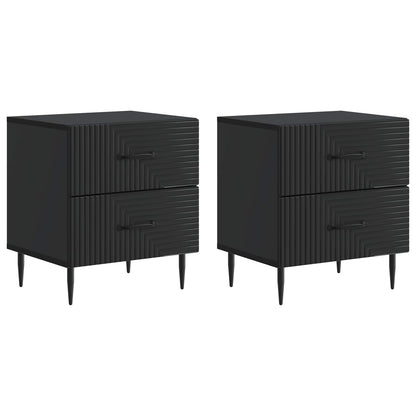 vidaXL Bedside Cabinet 2 pcs Black 43 x 34.5 x 47.5 cm Engineered Wood