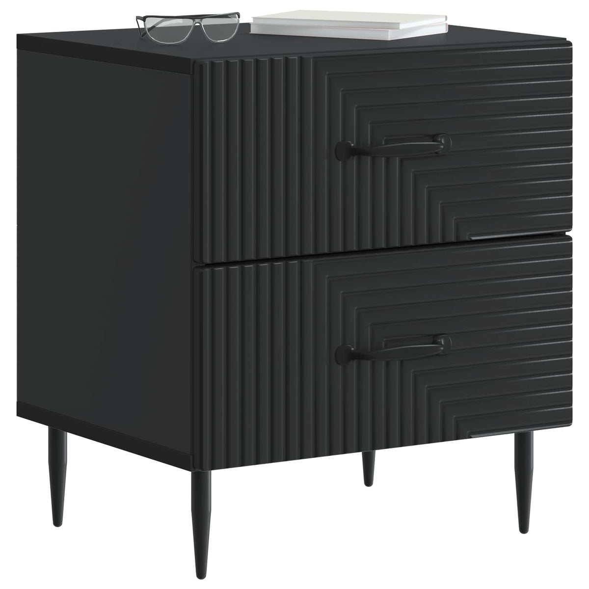 vidaXL Bedside Cabinet 2 pcs Black 43 x 34.5 x 47.5 cm Engineered Wood