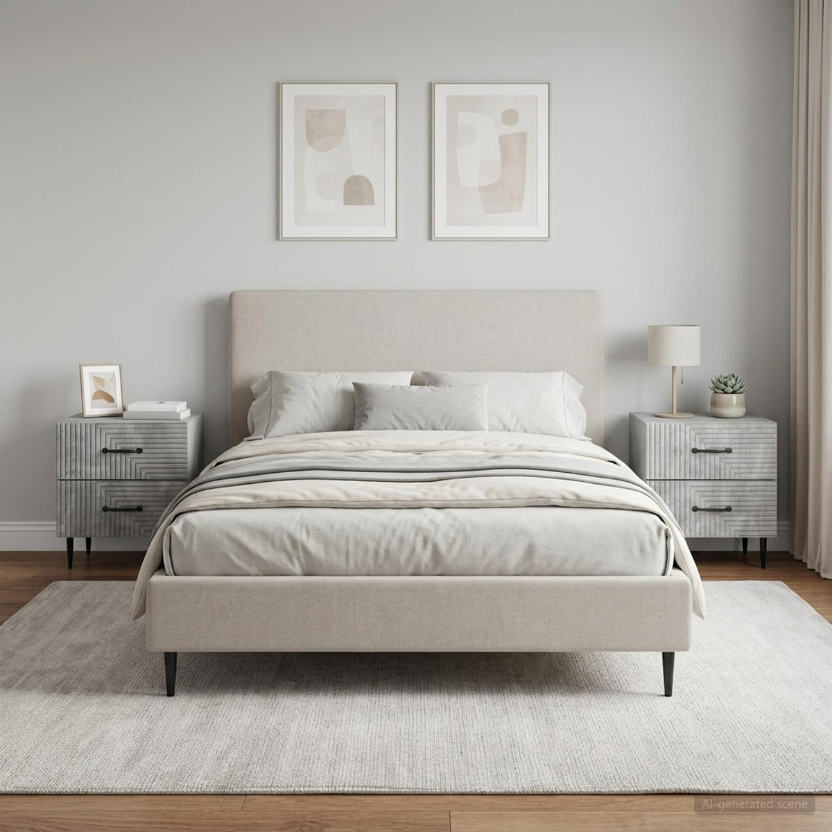 vidaXL Bedside Cabinet 2 pcs Concrete Grey 43 x 34.5 x 47.5 cm