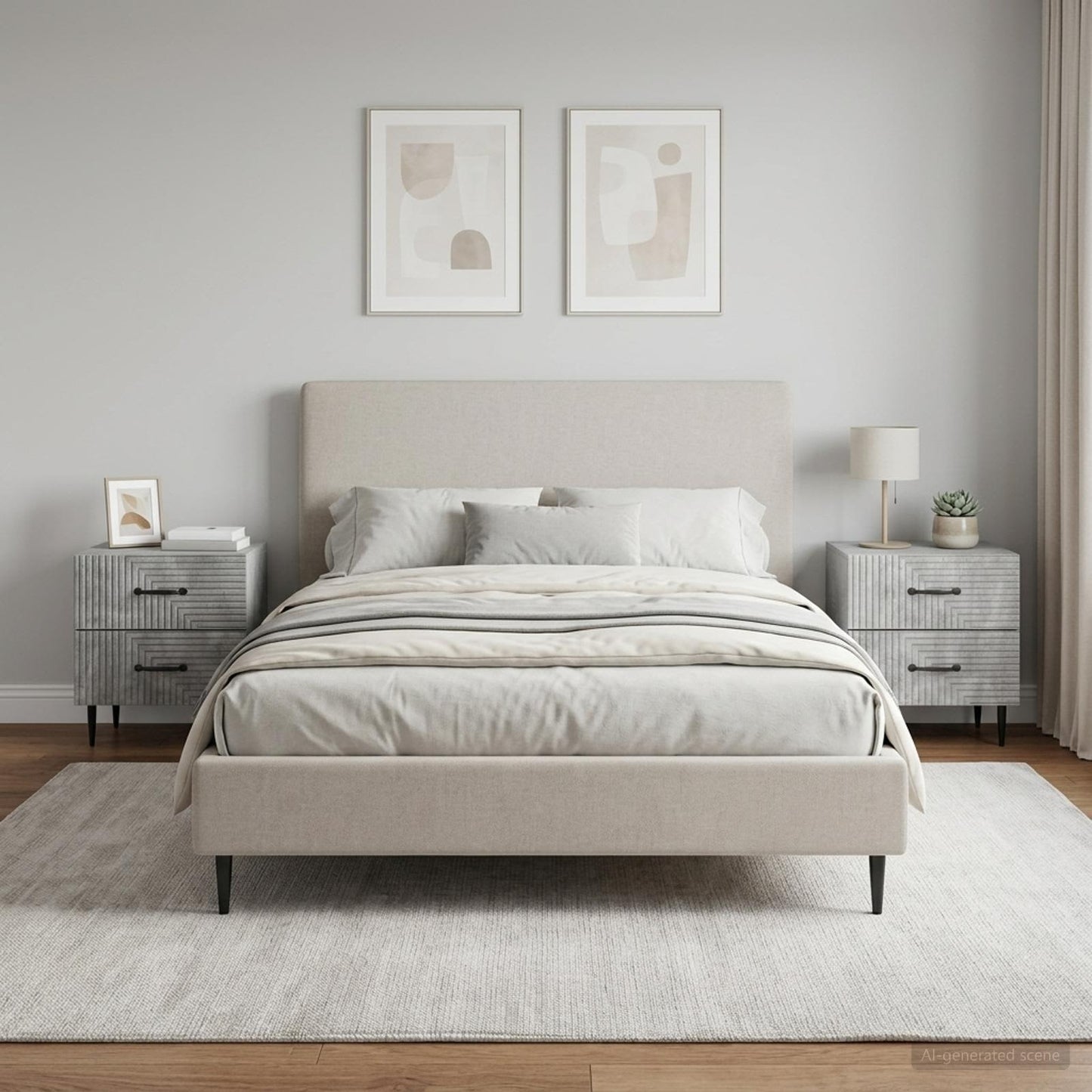 vidaXL Bedside Cabinet 2 pcs Concrete Grey 43 x 34.5 x 47.5 cm