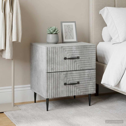 vidaXL Bedside Cabinet 2 pcs Concrete Grey 43 x 34.5 x 47.5 cm