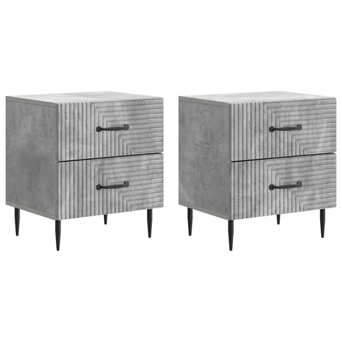vidaXL Bedside Cabinet 2 pcs Concrete Grey 43 x 34.5 x 47.5 cm