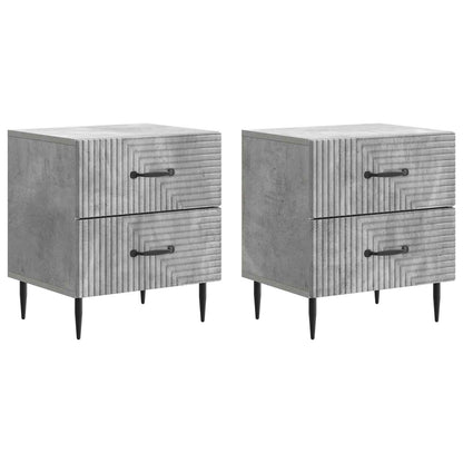 vidaXL Bedside Cabinet 2 pcs Concrete Grey 43 x 34.5 x 47.5 cm