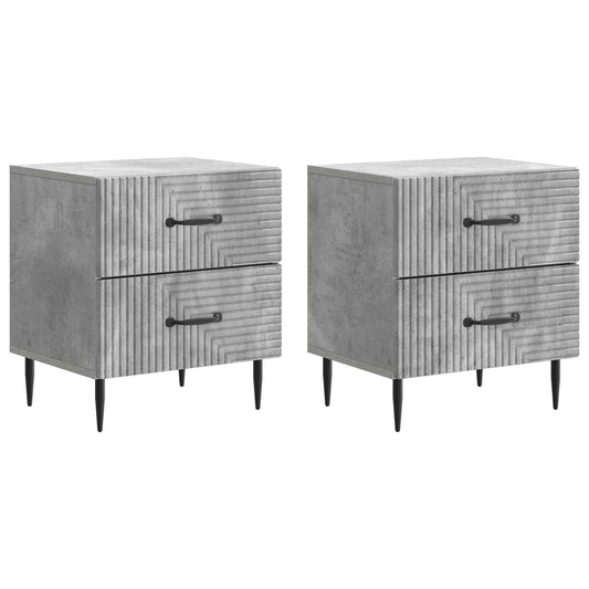 vidaXL Bedside Cabinet 2 pcs Concrete Grey 43 x 34.5 x 47.5 cm