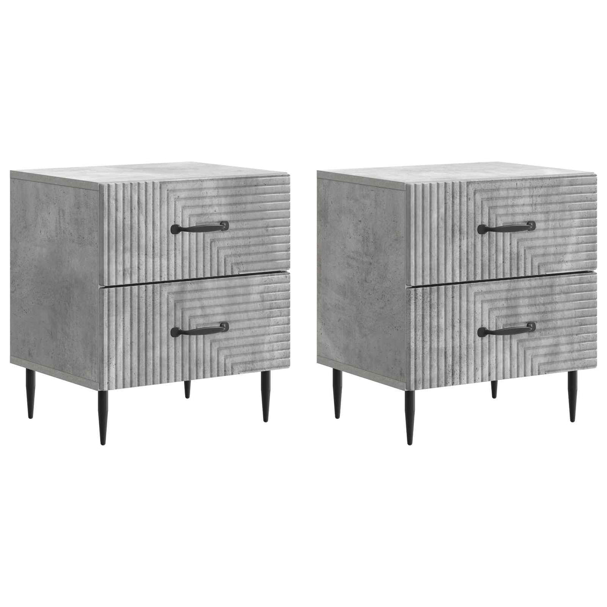 vidaXL Bedside Cabinet 2 pcs Concrete Grey 43 x 34.5 x 47.5 cm