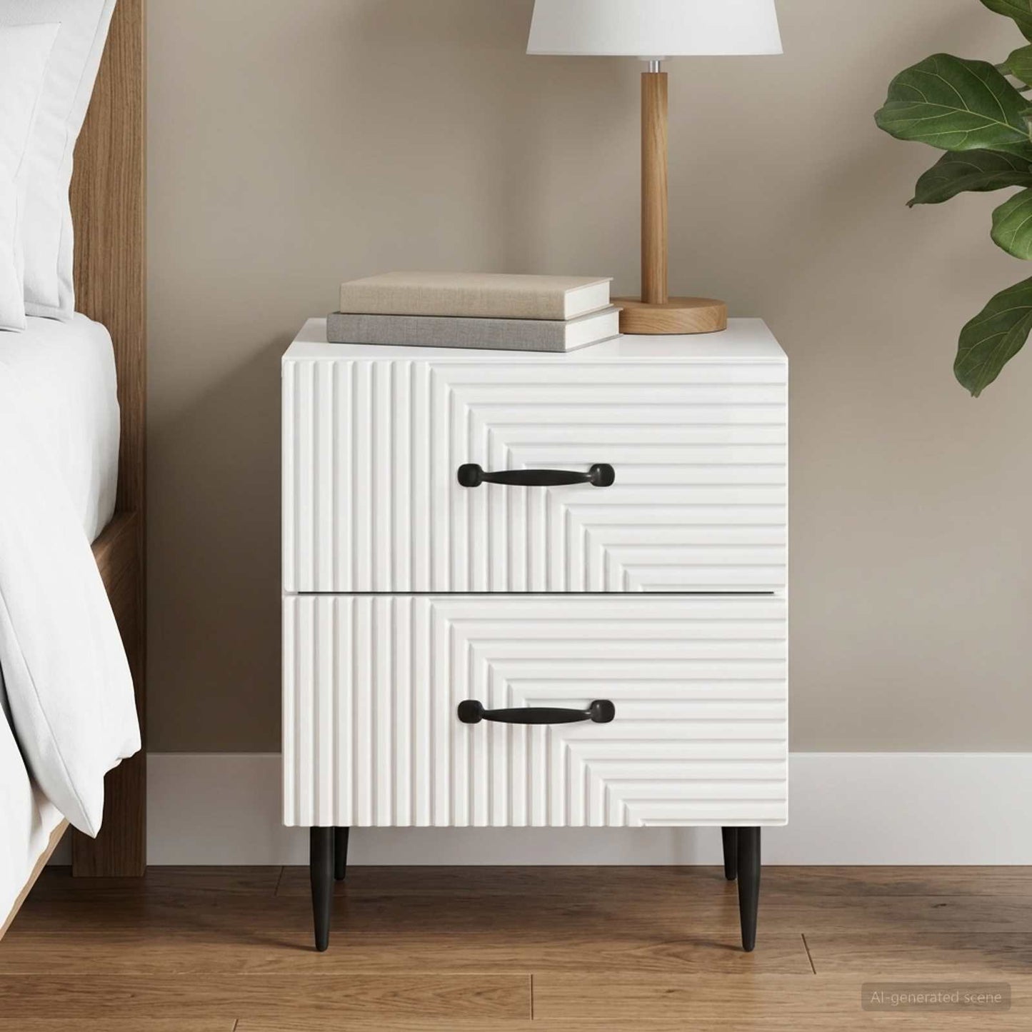 vidaXL Bedside Cabinet High Gloss White 43 x 34.5 x 47.5 cm