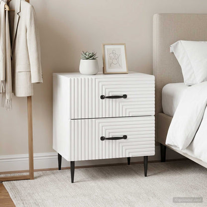 vidaXL Bedside Cabinet 2 pcs High Gloss White 43 x 34.5 x 47.5 cm
