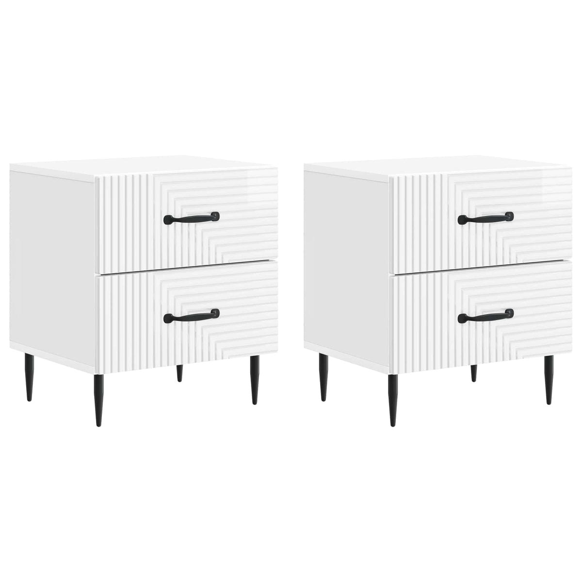 vidaXL Bedside Cabinet 2 pcs High Gloss White 43 x 34.5 x 47.5 cm