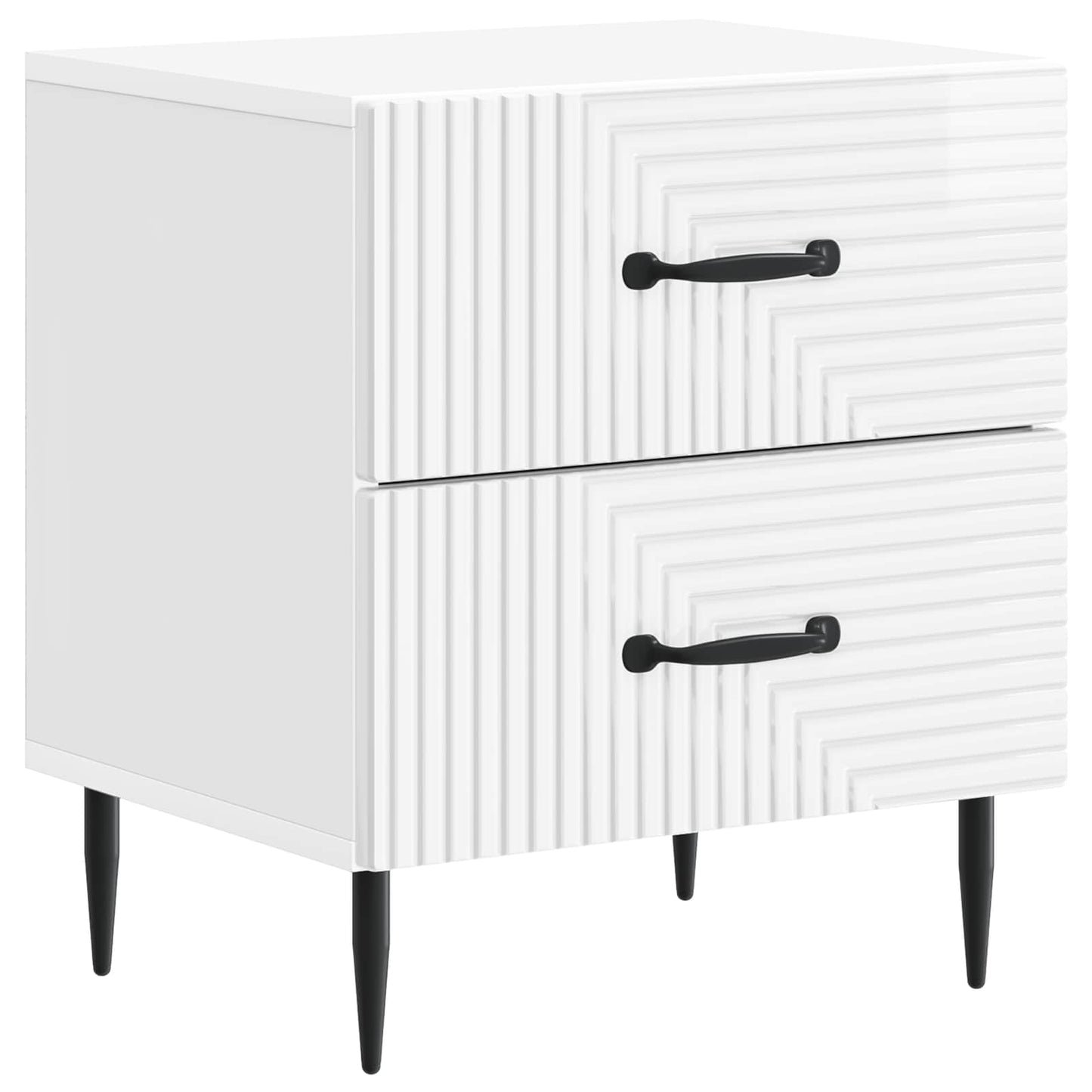 vidaXL Bedside Cabinet 2 pcs High Gloss White 43 x 34.5 x 47.5 cm