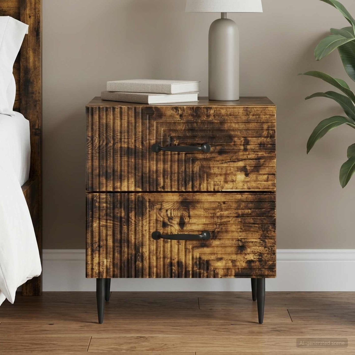 vidaXL Bedside Cabinet Smoked Oak 43 x 34.5 x 47.5 cm Engineered Wood