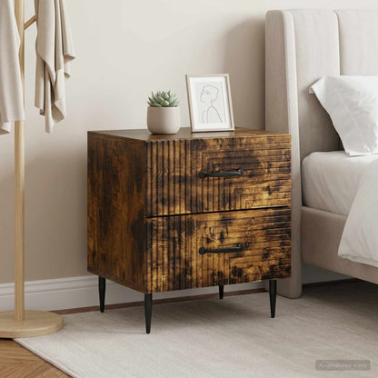 vidaXL Bedside Cabinet 2 pcs Smoked Oak 43 x 34.5 x 47.5 cm