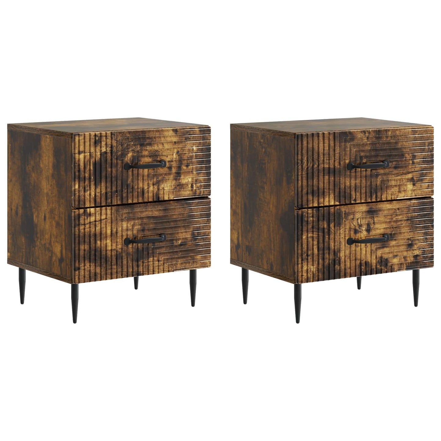 vidaXL Bedside Cabinet 2 pcs Smoked Oak 43 x 34.5 x 47.5 cm