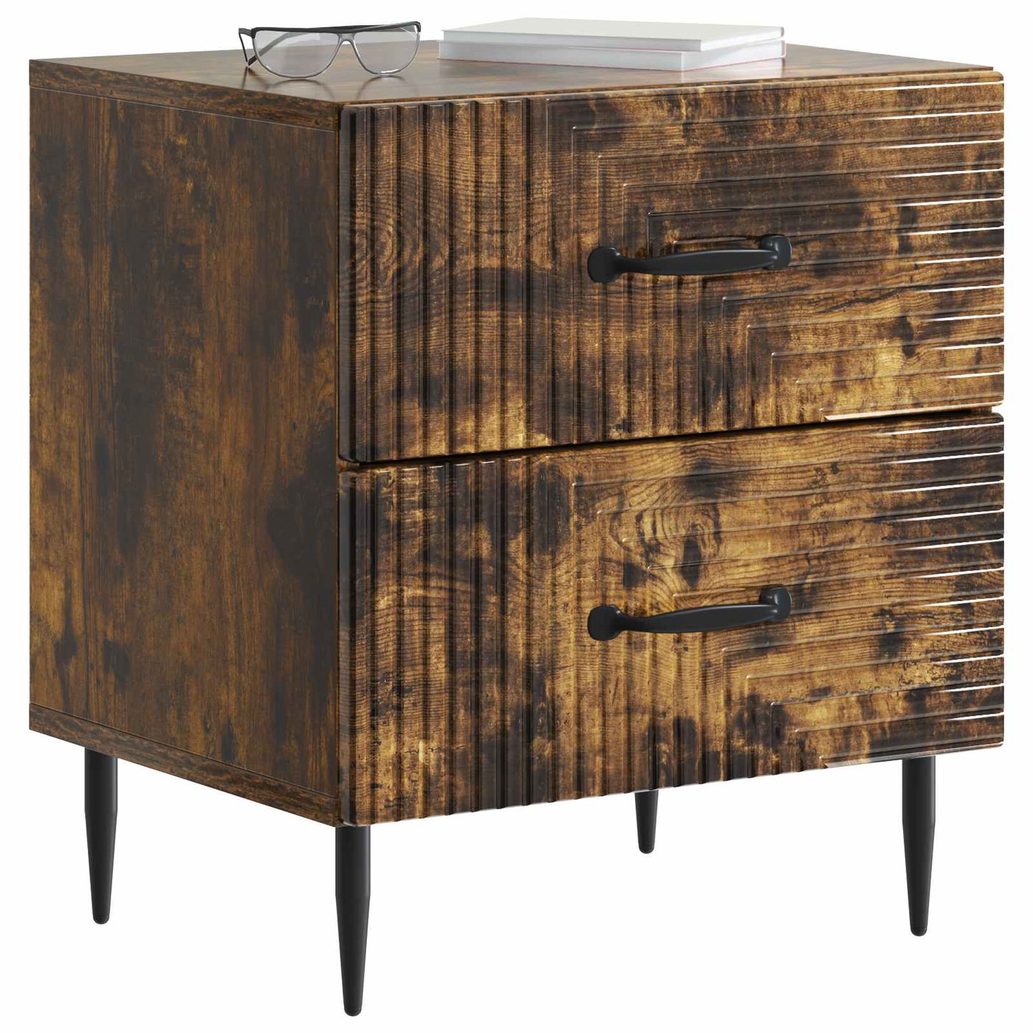vidaXL Bedside Cabinet 2 pcs Smoked Oak 43 x 34.5 x 47.5 cm