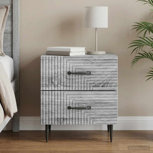 vidaXL Bedside Cabinet Grey Sonoma 43 x 34.5 x 47.5 cm Engineered Wood