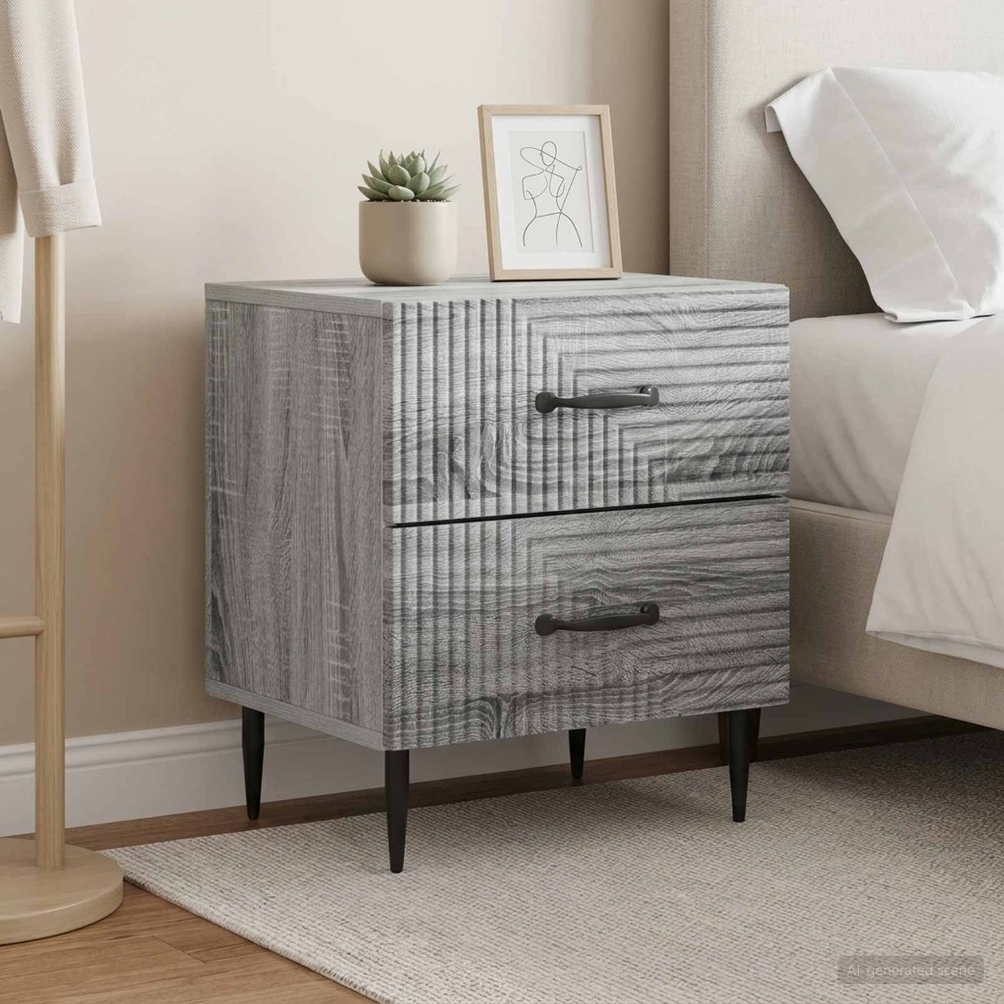 vidaXL Bedside Cabinet 2 pcs Grey Sonoma 43 x 34.5 x 47.5 cm