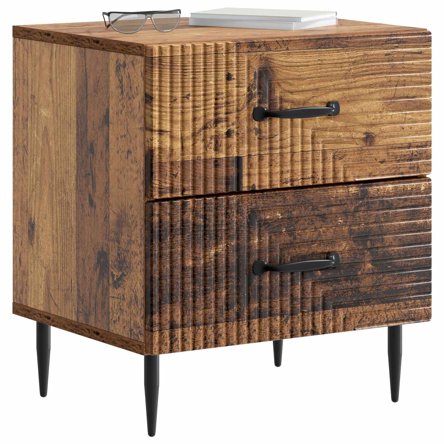 vidaXL Bedside Cabinet Old Wood 43 x 34.5 x 47.5 cm Engineered Wood