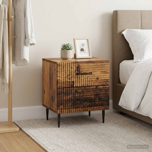 vidaXL Bedside Cabinet with Drawer 2 pcs Old Wood 43 x 34.5 x 47.5 cm