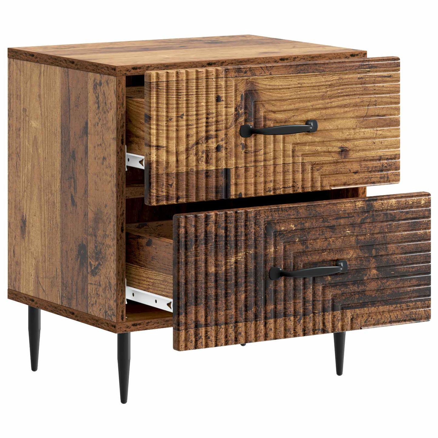 vidaXL Bedside Cabinet with Drawer 2 pcs Old Wood 43 x 34.5 x 47.5 cm